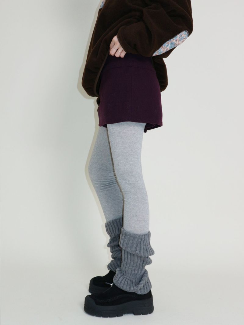 Plum Shorts Layered Mini Skirt (Wool Material)