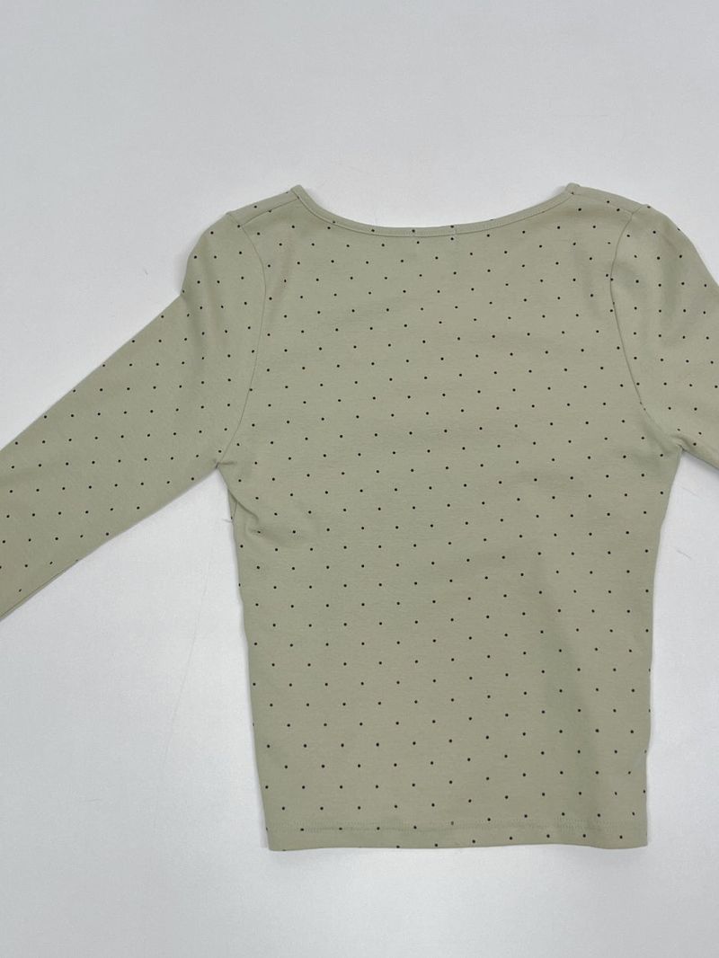 Dot Shirring V-Neck T-Shirt