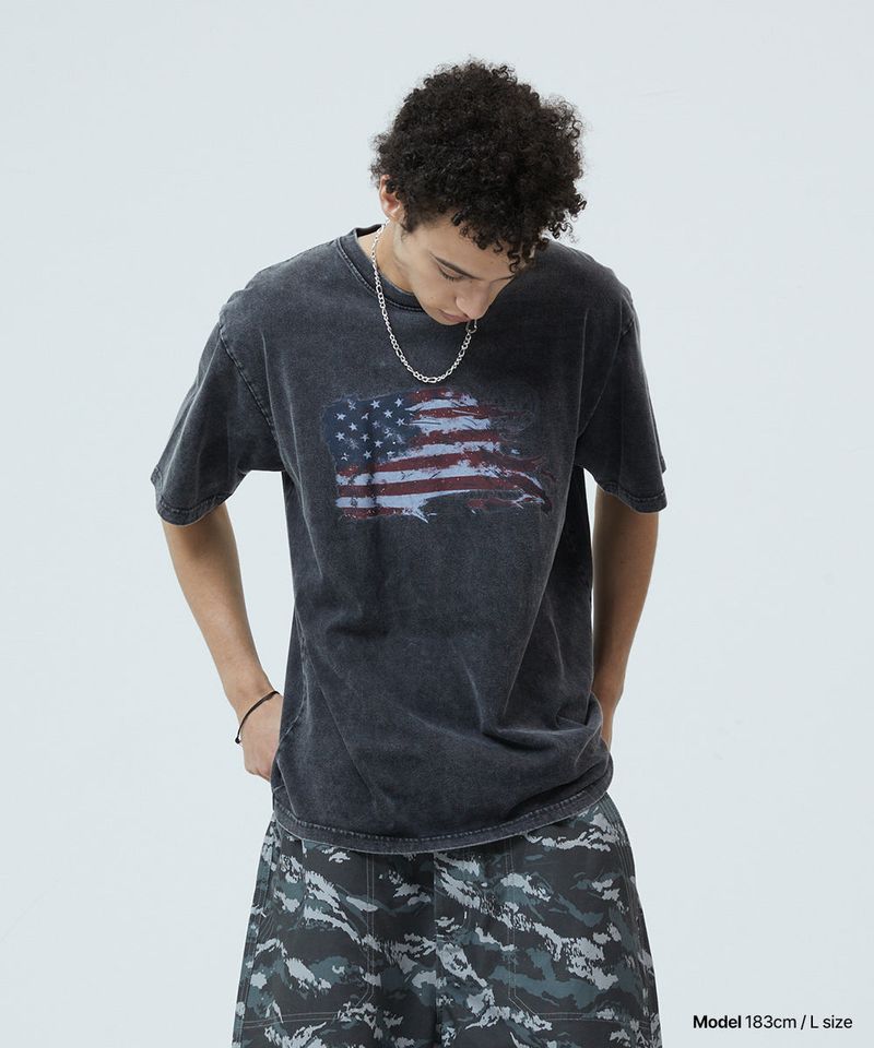 ウォッシュドフラッグTシャツ