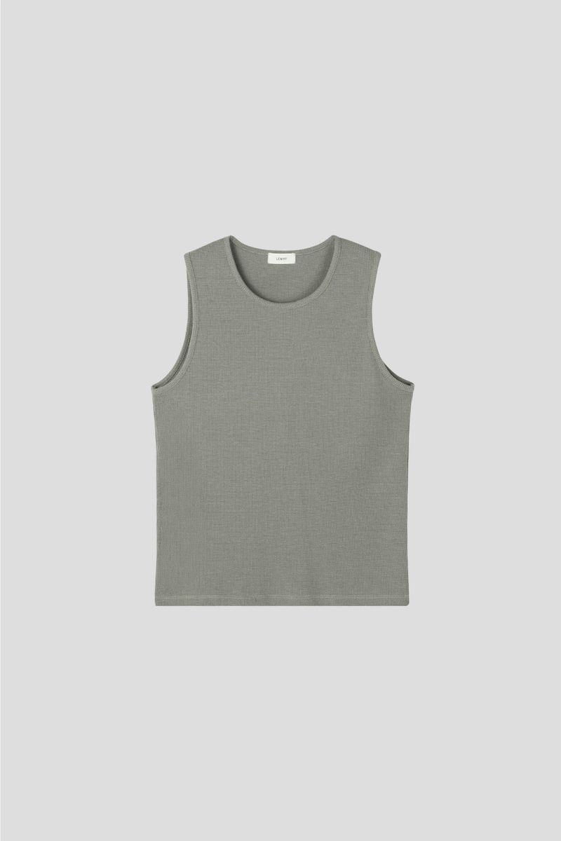 [1+1] Waffle Crop Sleeveless Tee