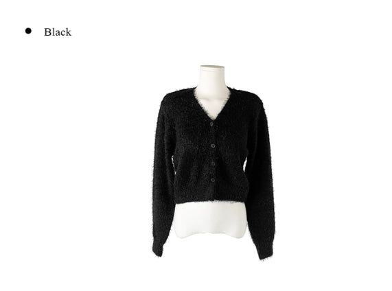 Doobie Soft Fur Button Long Sleeve Cardigan