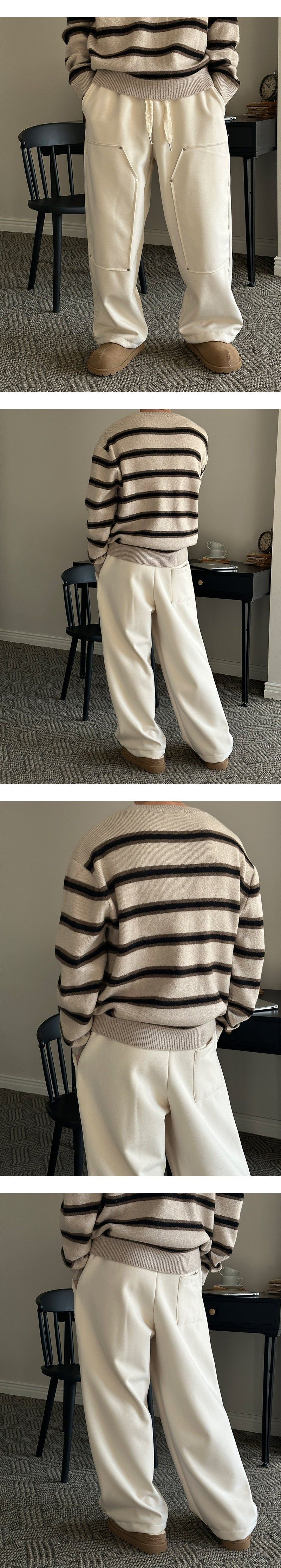 [F/W] Wool double rivet banding pants(3color)