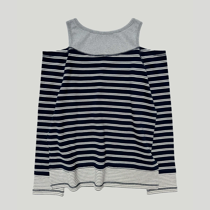 OVERLOCKED OFF-SHOULDER T-SHIRT: ST.NAVY