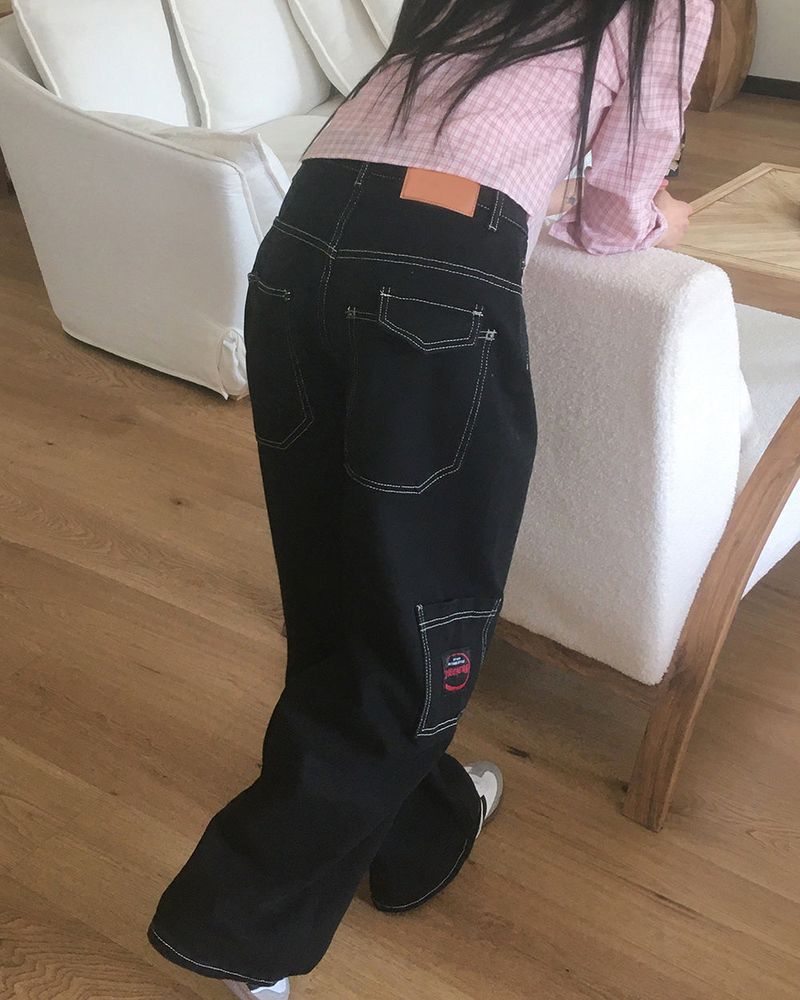 Welsh patch stitch wide cargo pants