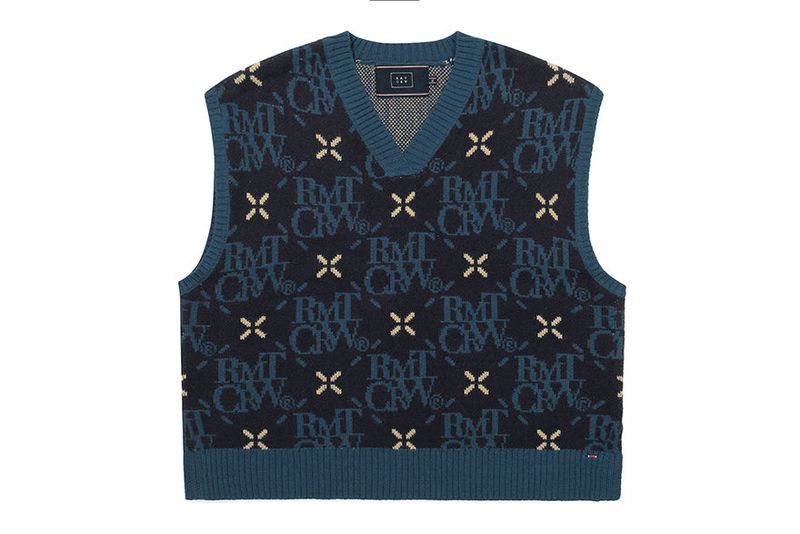 ARGYLE LOGO KNIT VEST_NAVY