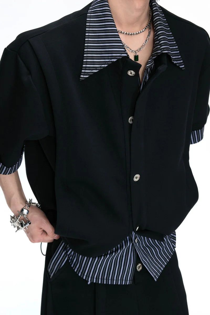 Layered Striped Cardigan Tee