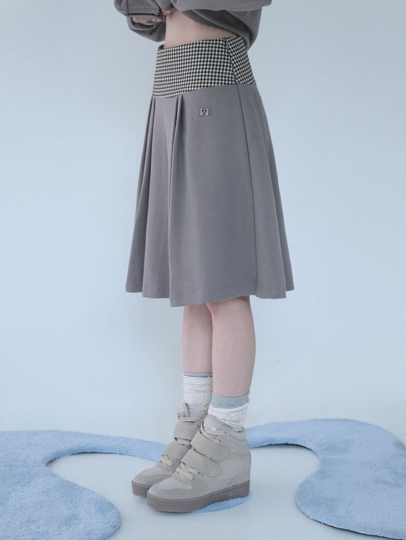 MINI CHECK SWEAT SK BEIGE