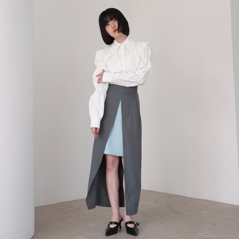 layered slit skirt