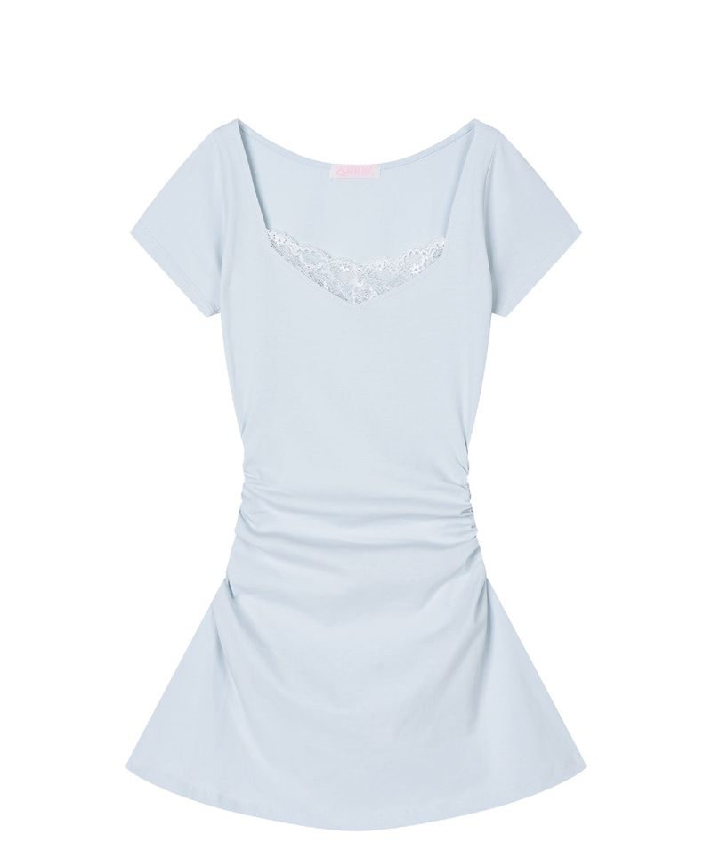 [MADE] Viola Lace Shirred Mini Dress