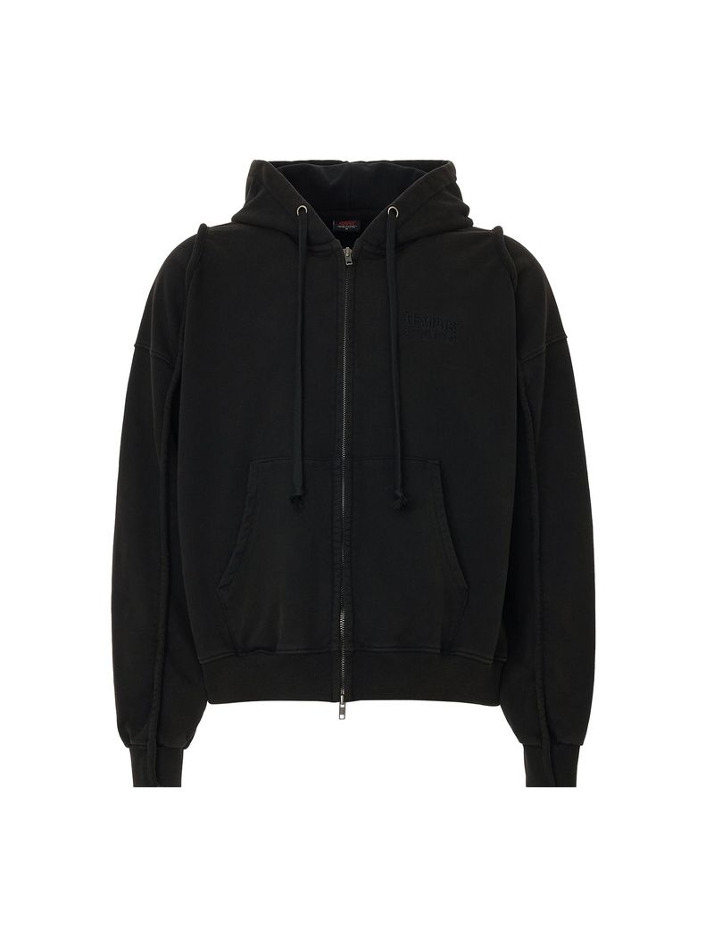 TEMPUSSTUDIO（テンプススタジオ）の「VINTAGE WASHING LINE HOOD ZIP-UP [Vintage washing Black]（Tops）」