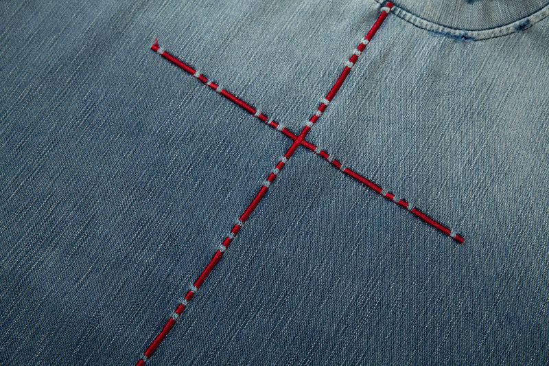 WASHED KNIT DENIM LONG SHIRT