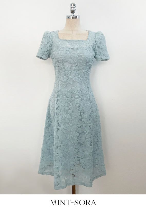 Love Square Flower Flare One Piece