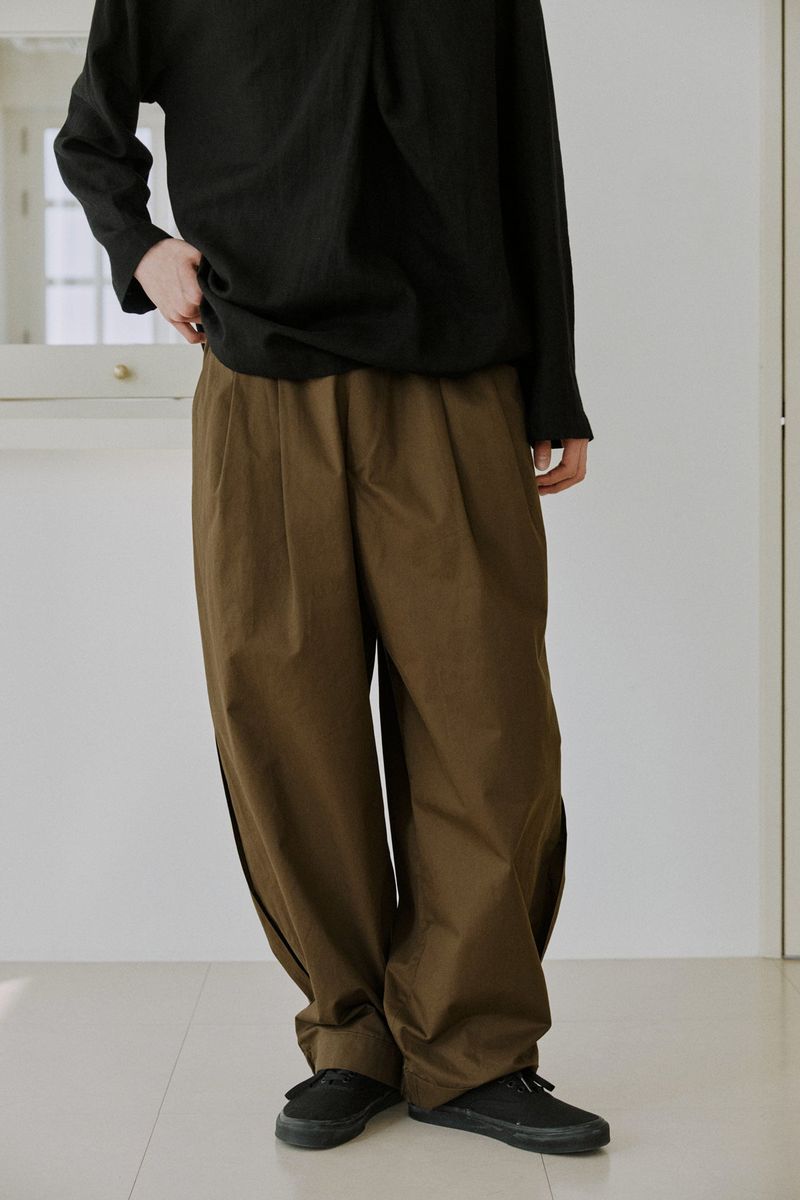 unisex side balloon pants brown