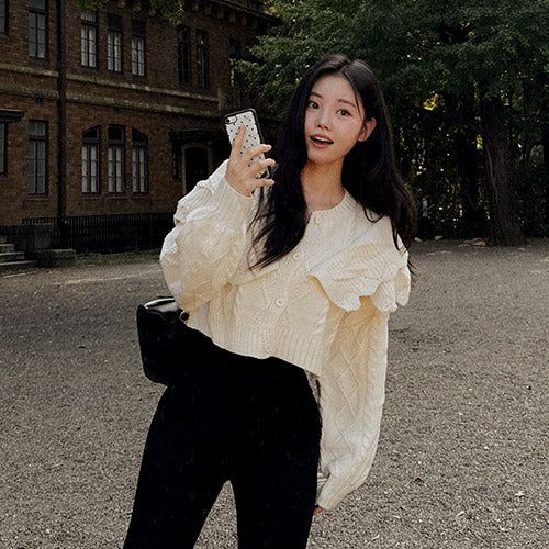 Savel frill cropped cardigan