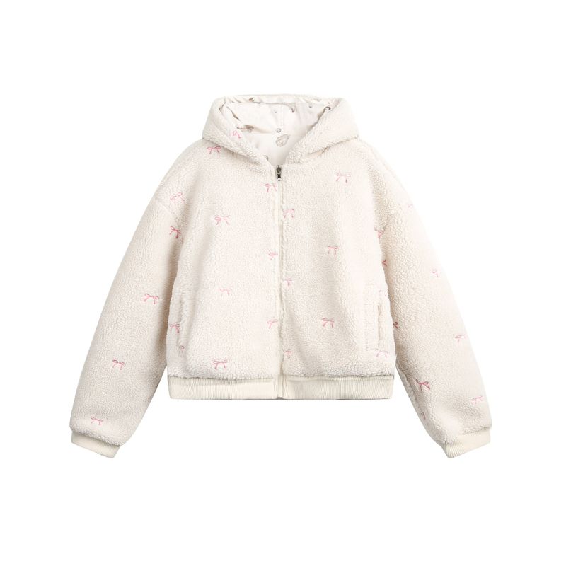 Cozy&Kitsch（コージーアンドキッチ）の「リボンリバーシブルフリースフーディージャケット（ジャケット/アウター）」