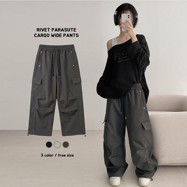 Side Big Pocket Knee-Pintuck Out-Cargo Pants (3 colors)