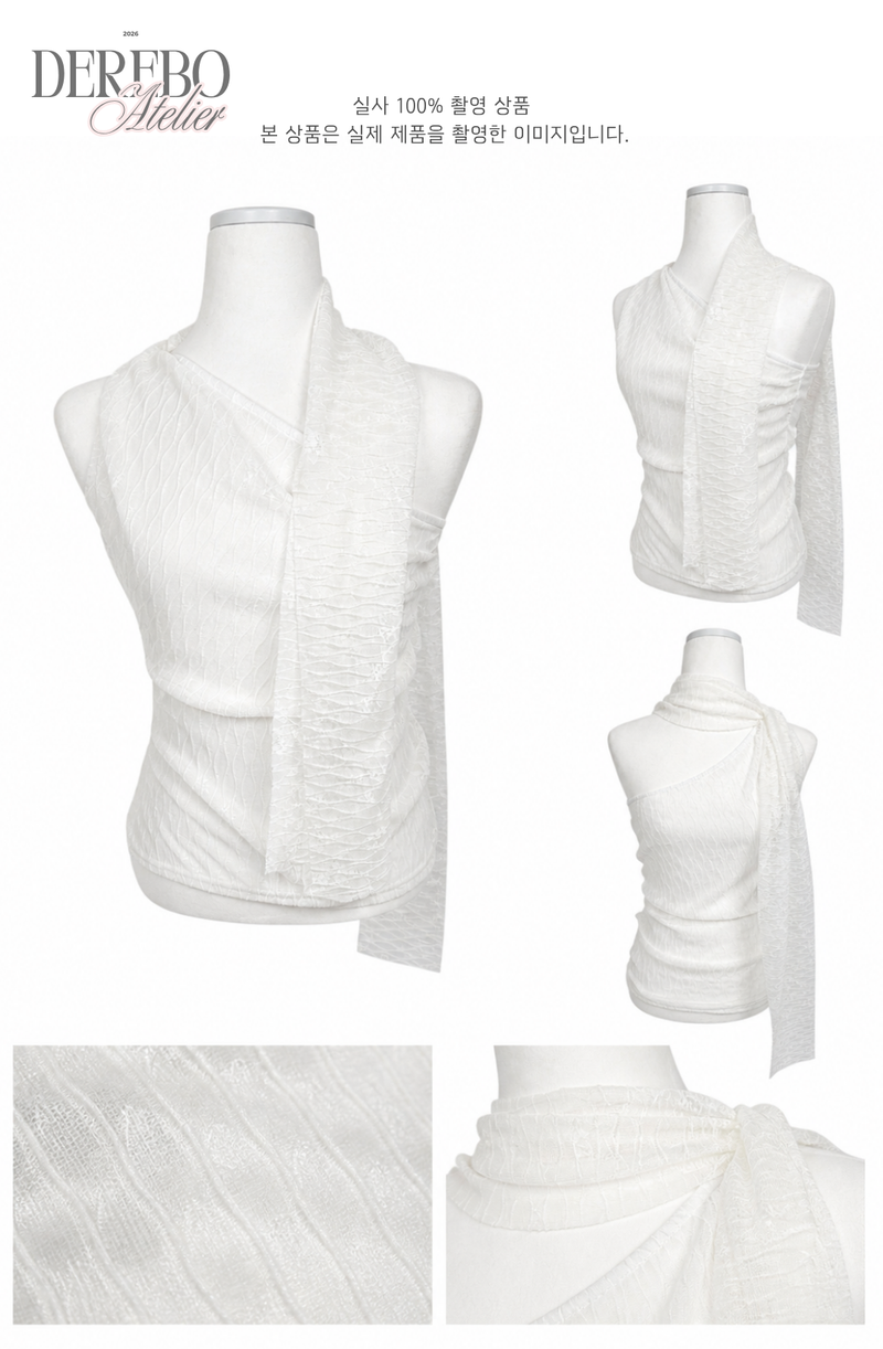 White Jane Scarf Unbalanced Blouse