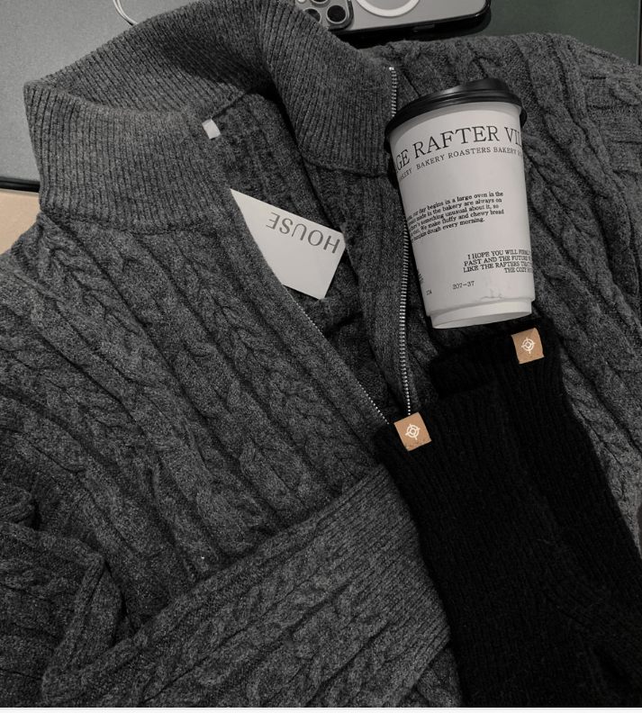 Amp Ghost Cable Semi-Over Two Way Knit Zip-Up
