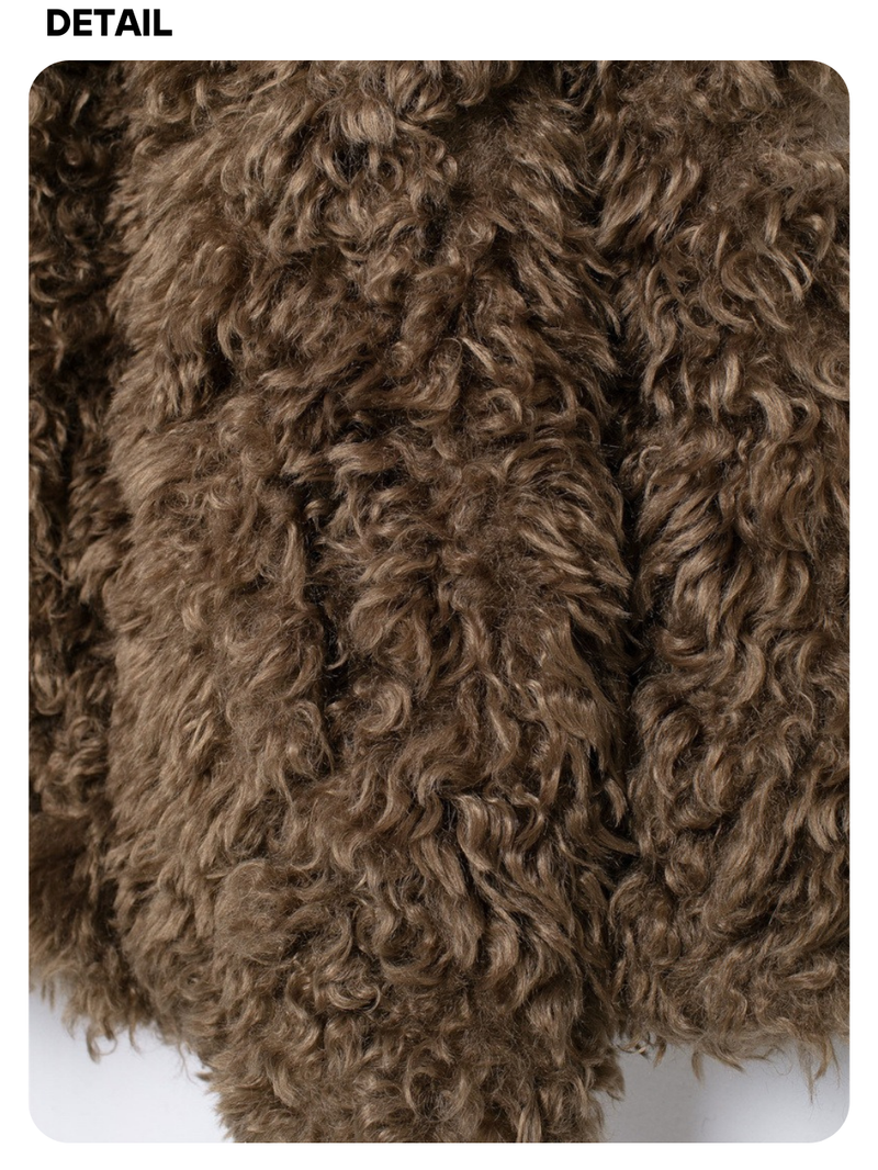 Dark Brown Poodle Fur Jacket