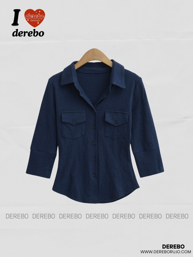 dereborujo（ドレボルゾー）の「Soft Double Pocket Three-Quarter Slim Shirt（Tops）」