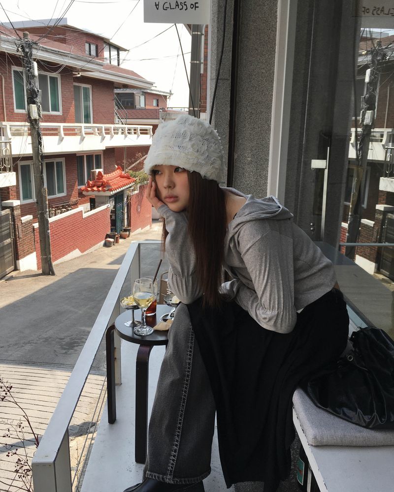 Shirring hood cardigan