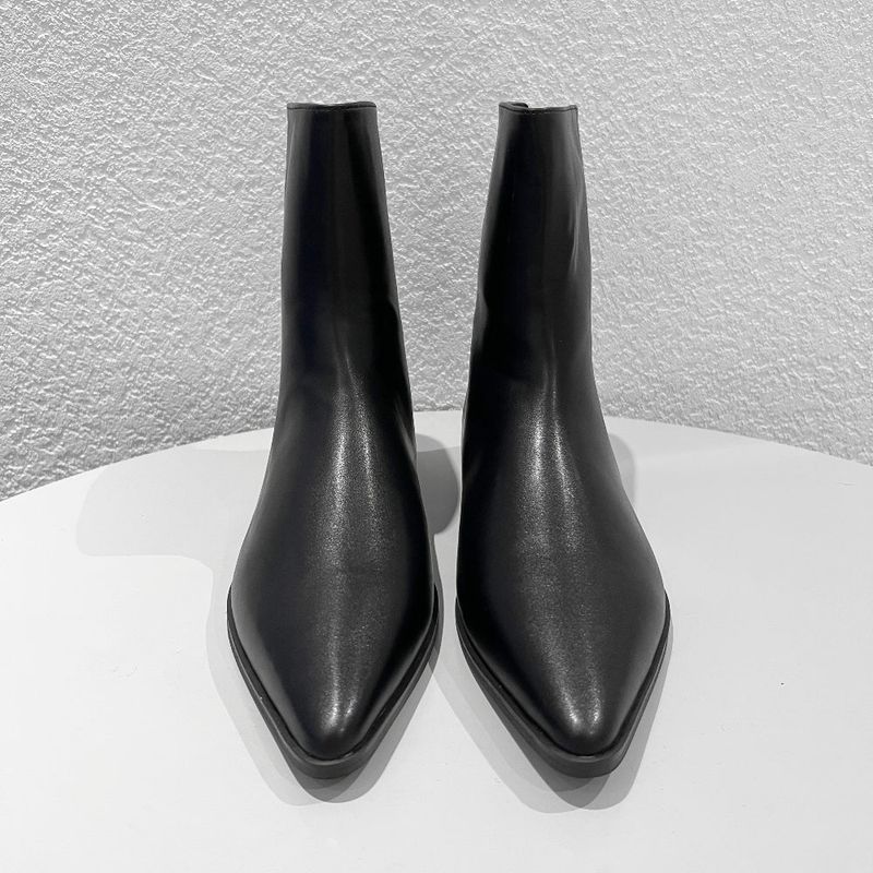 Leather stiletto ankle boots (Black)