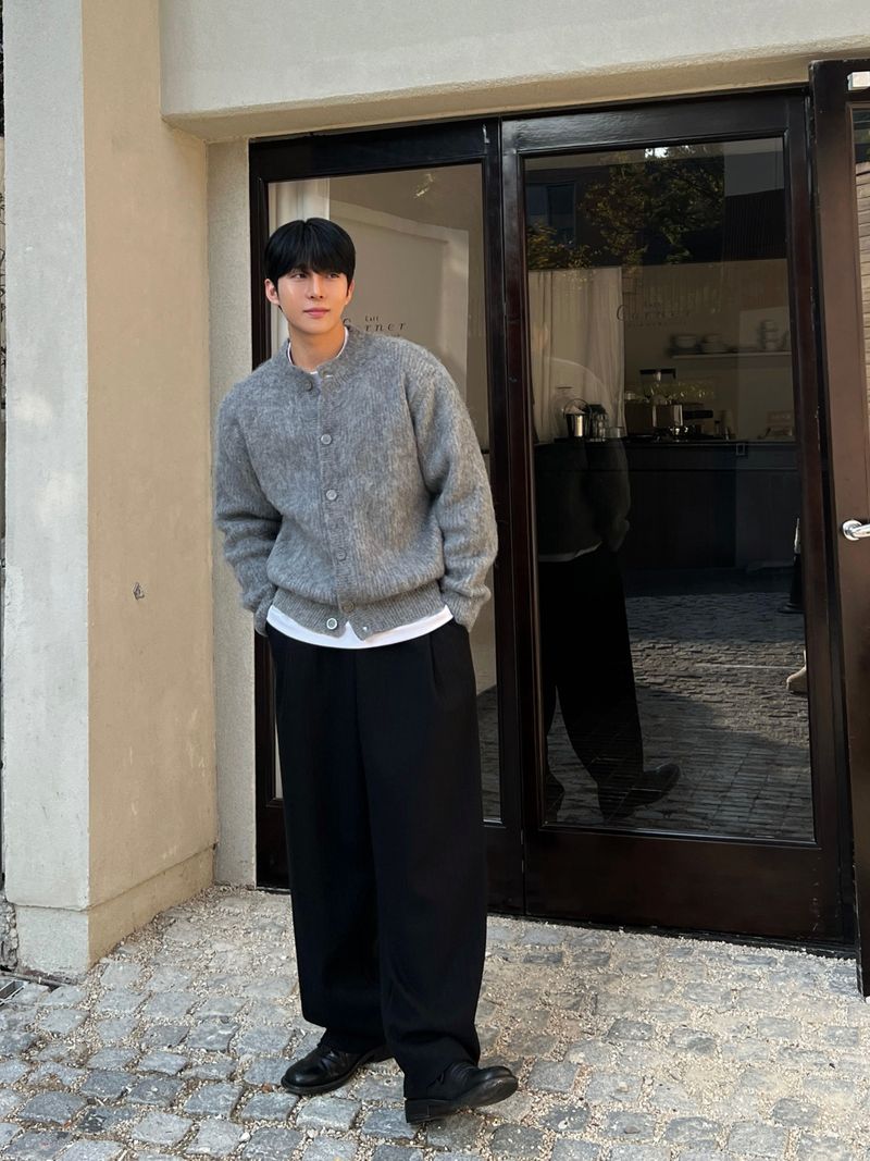 Brush wool cardigan