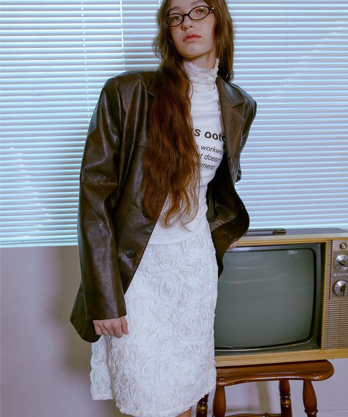 Chiffon Flower Midi Skirt (WHITE)