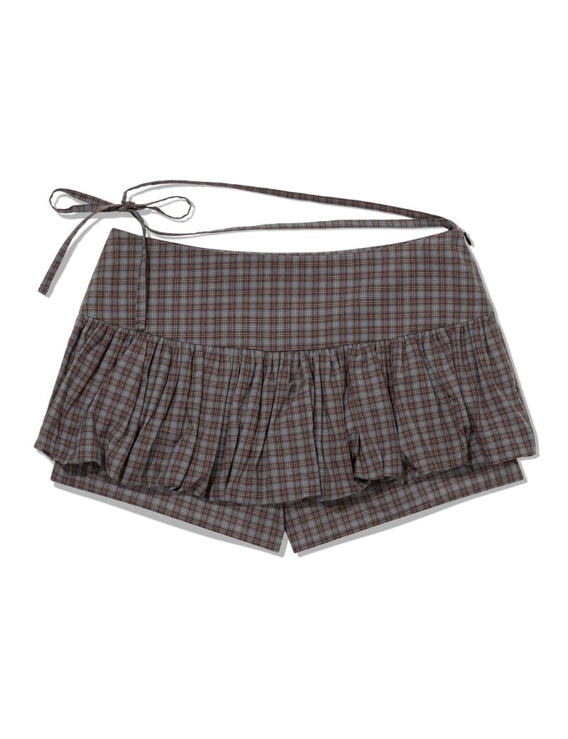 CHECKERED PUMPKIN SKIRT PANTS(BROWN)