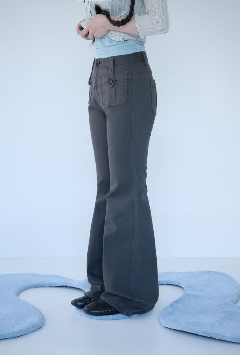 BUTTON POCKET BOOTCUT PT CHARCOAL
