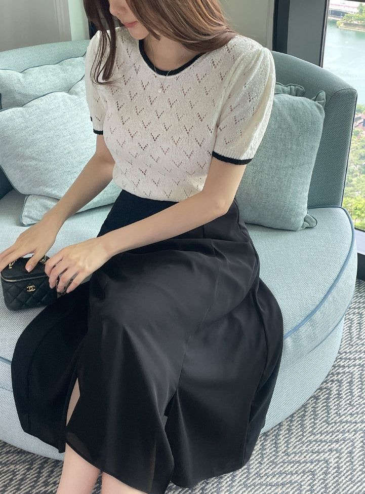 Charlene Two-Slit Banding Flare Skirt