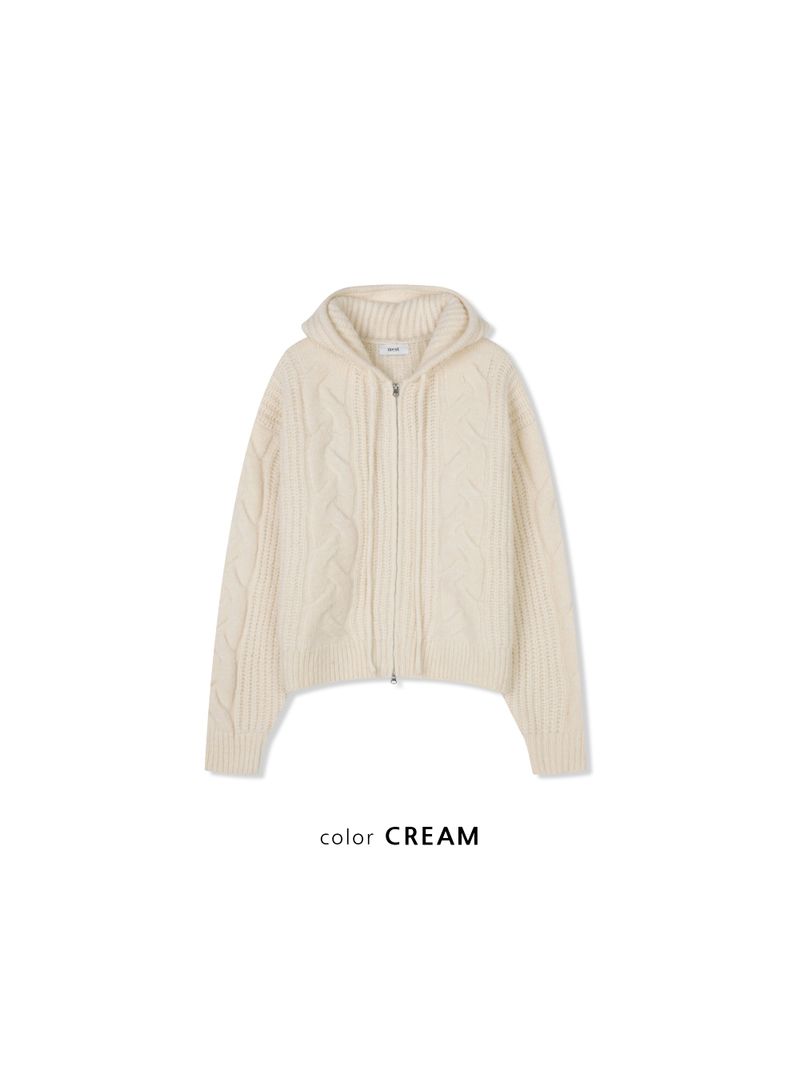 Ether Heavy Wool Knit Hooded Zip-Up (4 Colors)