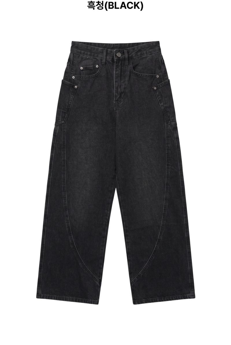 Jeff Big Pocket Washed Curved Jeans