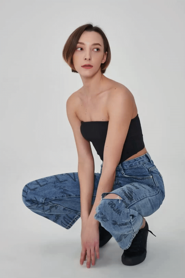 ACTRESS YANG HYE-JI WORN LETTERING PRINTED DENIM PANTS[6050]