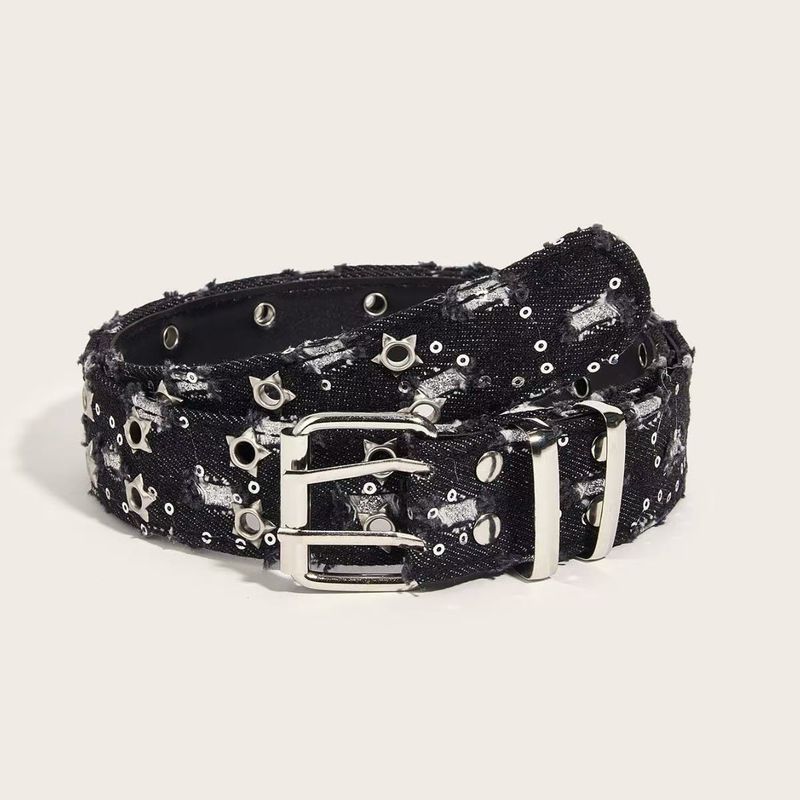 Denim Star Eyelet Double Belt