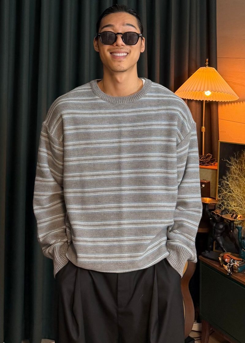 Reverse stripe knit 2COLOR
