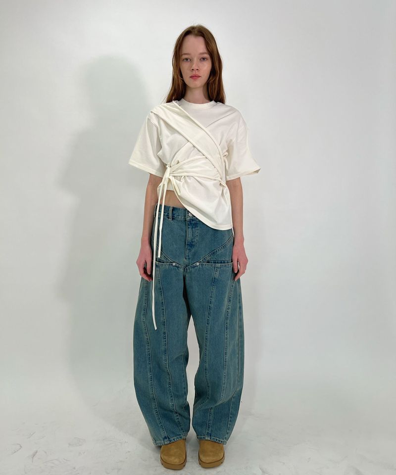 COLOR BLEACH WIDE DENIM PANTS
