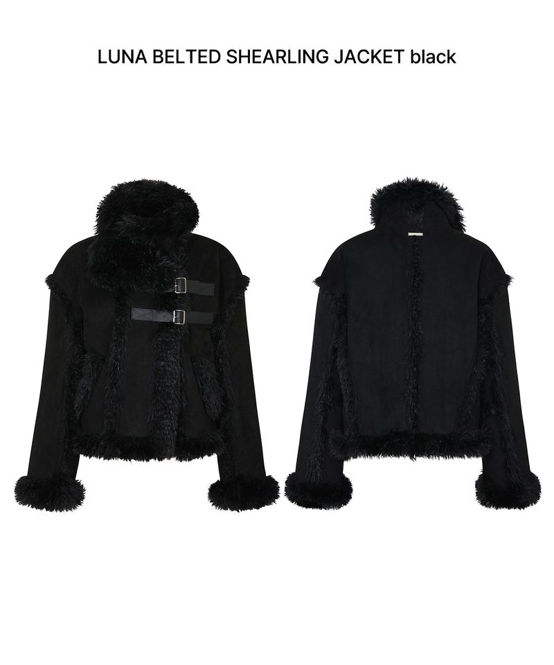 LUNA BELTED SHEARLING JACKET black