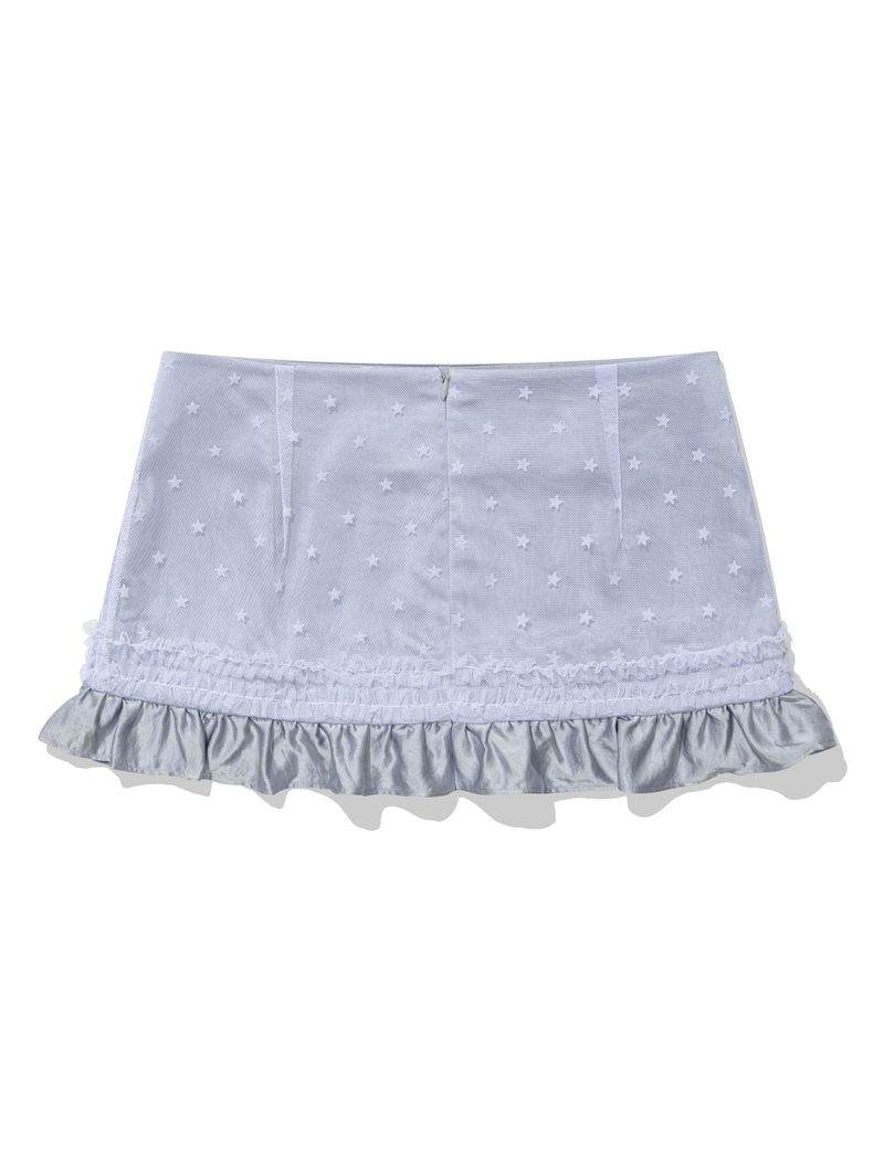 MESH STAR RUFFLE MINI SKIRT(BLUE)