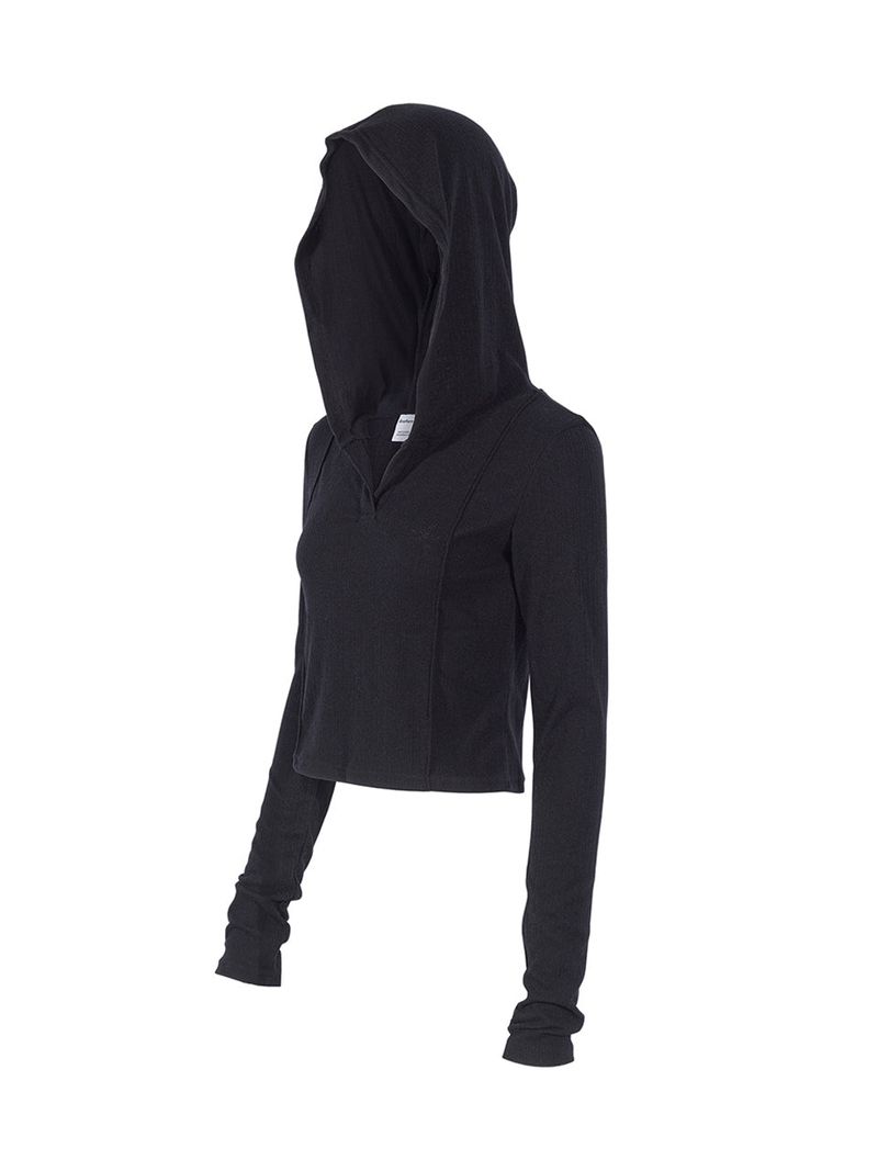 ANOTHERA(アナザーエー)の「WARM CROP HOODIE_Black(Tops)」