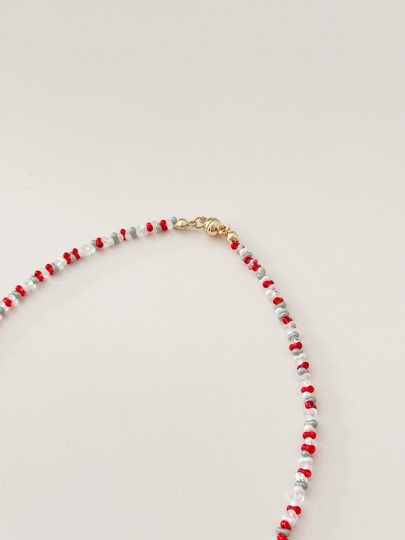 Coral Blue Beads Initials Necklace