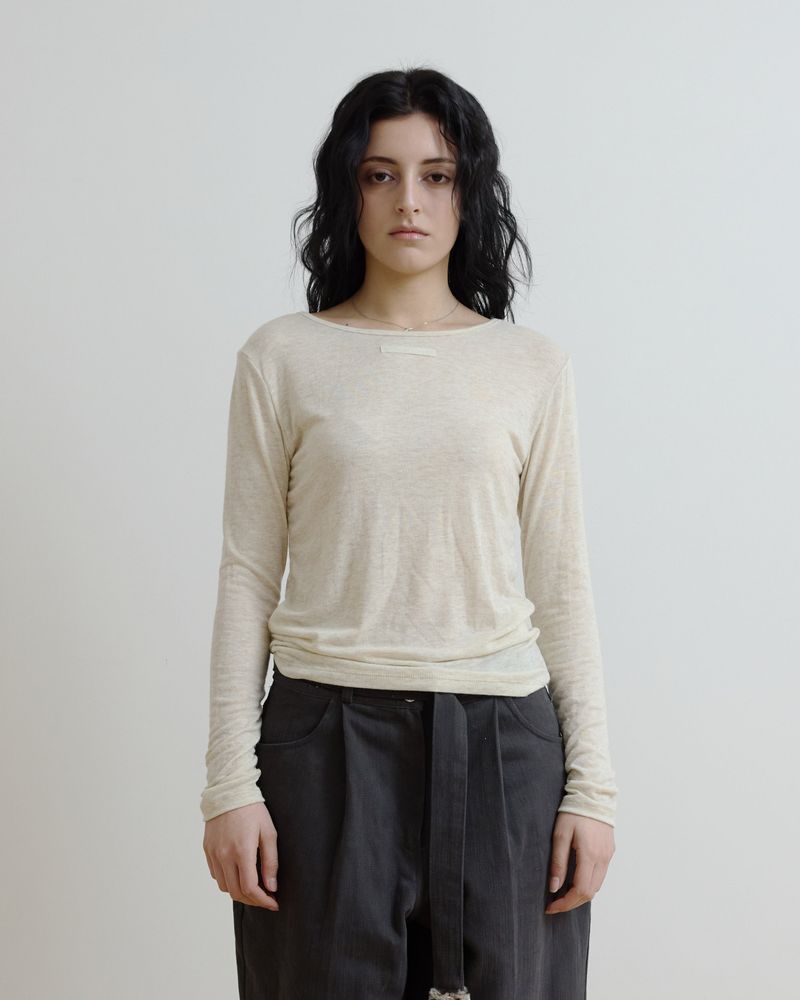 MIYHOO（ミワイフ）の「OHA BASIC TEE (LIGHT-BEIGE)（Tops）」