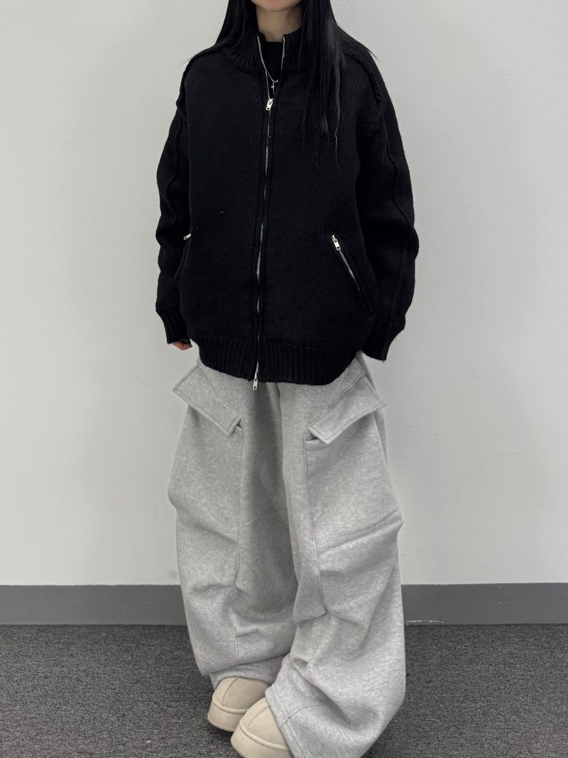 rib fleece sweat pants