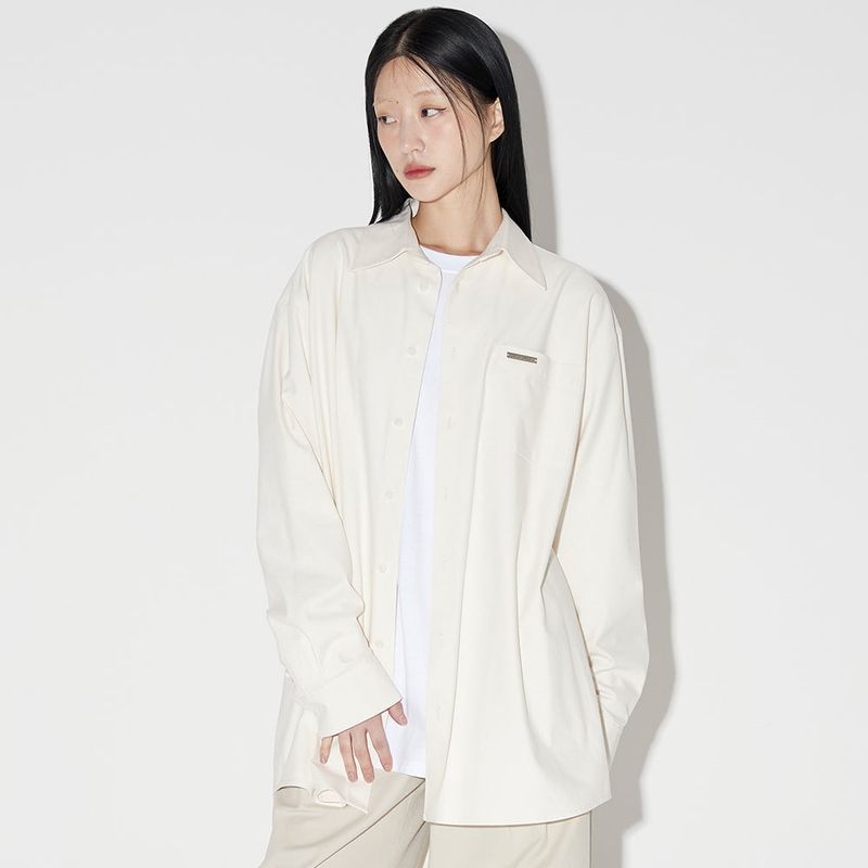 ソリッドオーバーフィットロングスリーブシャツ / Solid Overfit Long sleeve shirt [IVORY]