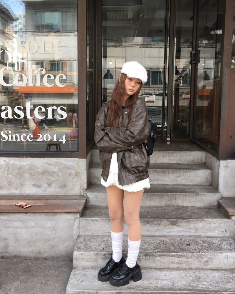 [Made] Rene leather jacket -brown