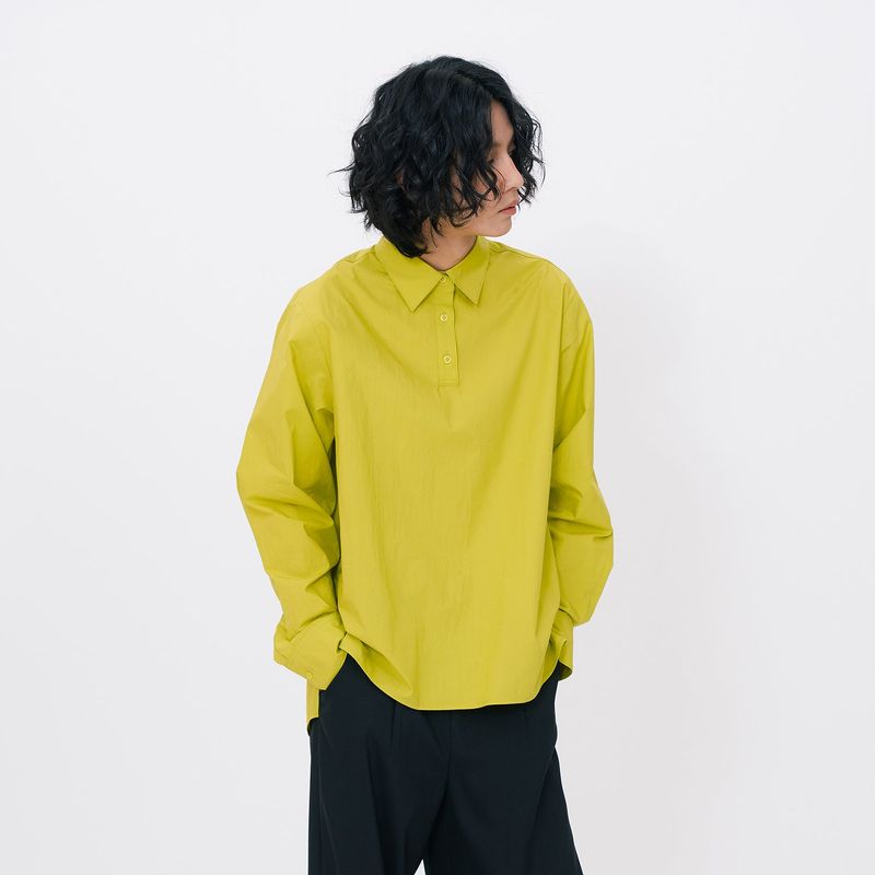 Crinkle Basic Shirts [Lime]