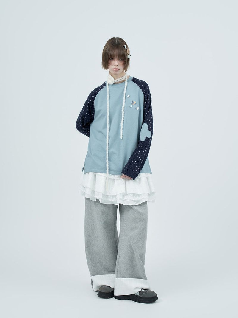 lace folding sweatpants / gray