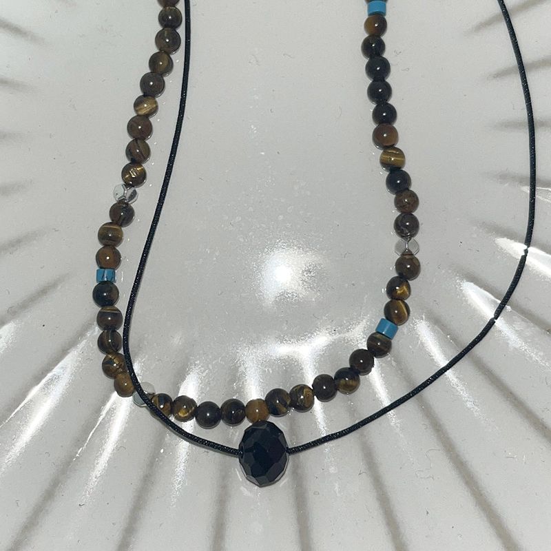 [2 sets] Chicon stone 2-line layered set necklace