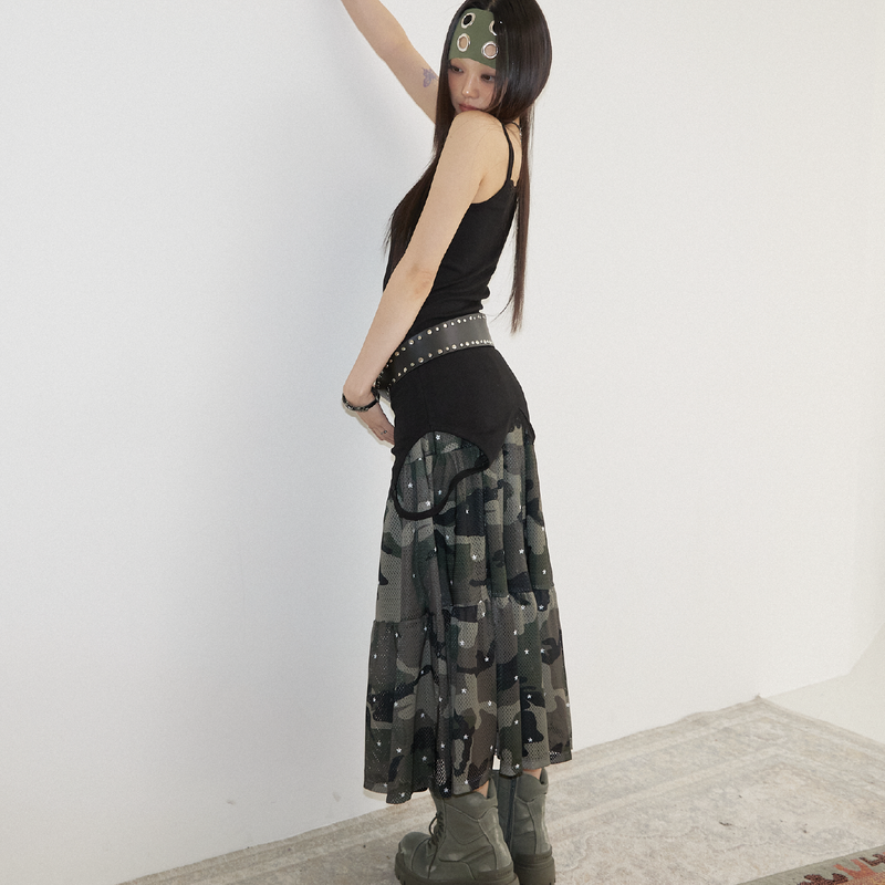 MESH STAR CAMO SKIRT