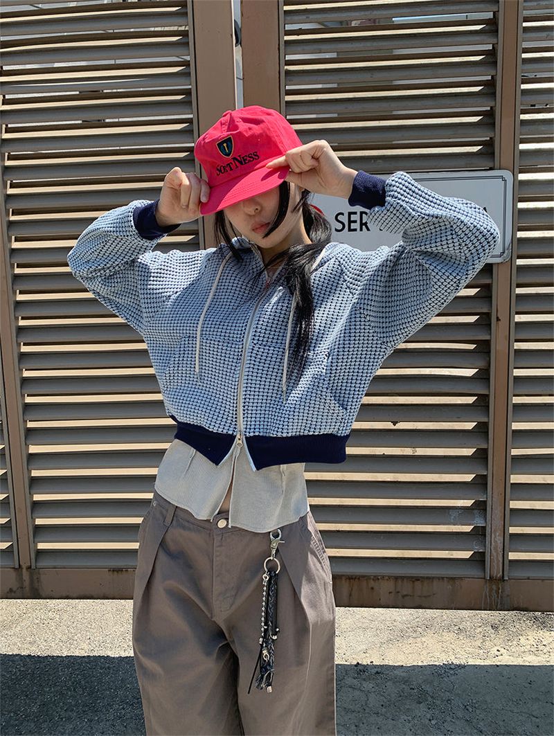 WAFFLE HOOD ZIP-UP (2C)